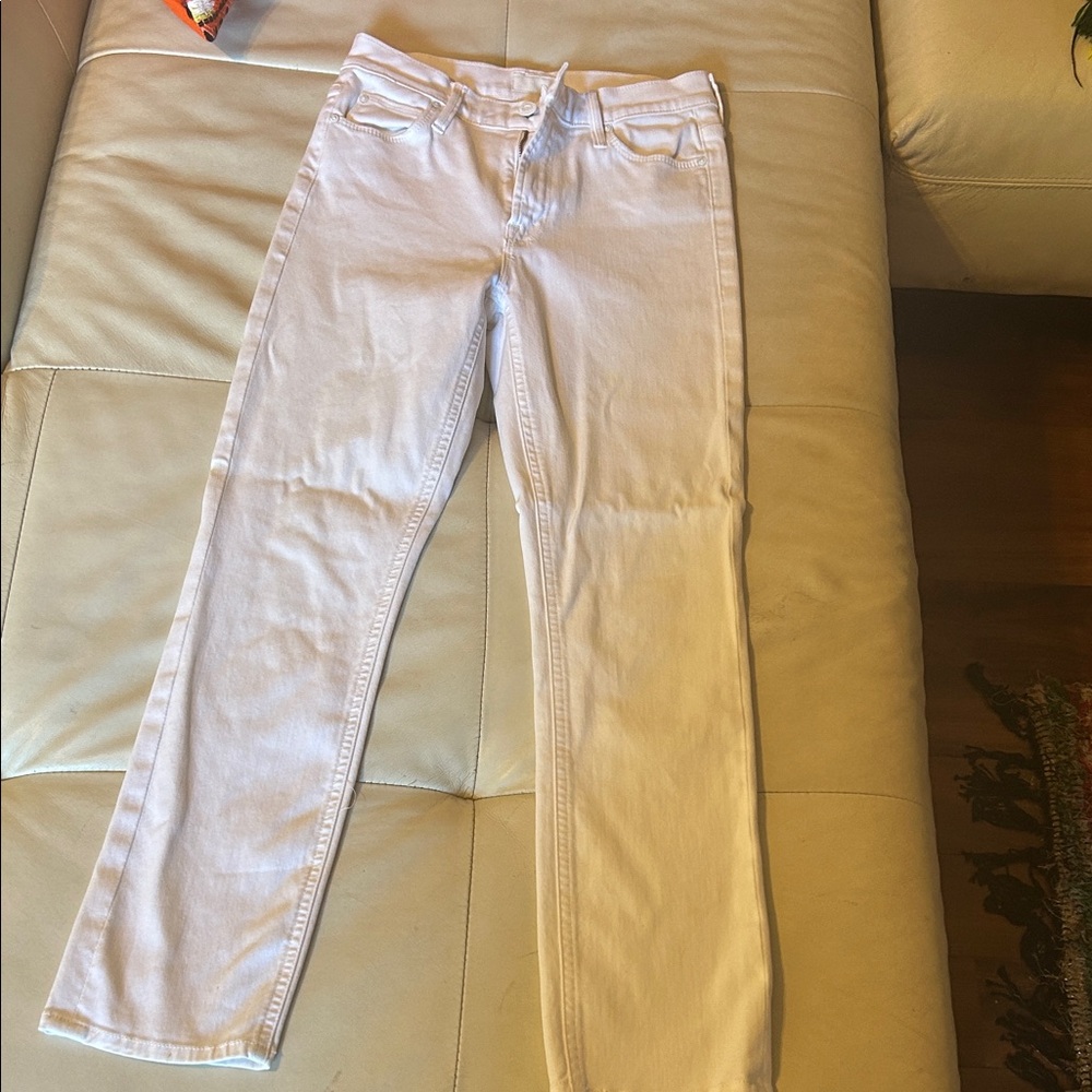MOTHER Women's Straight Leg White Jeans